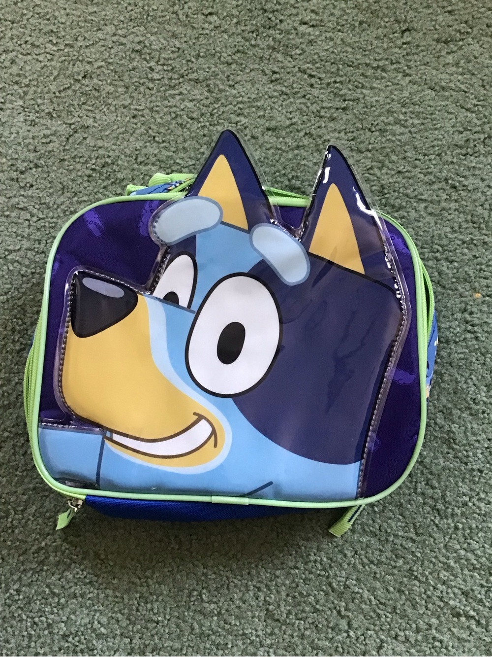 Bluey Character Lunch Bag in Navy and Light Blue with Lime Trim